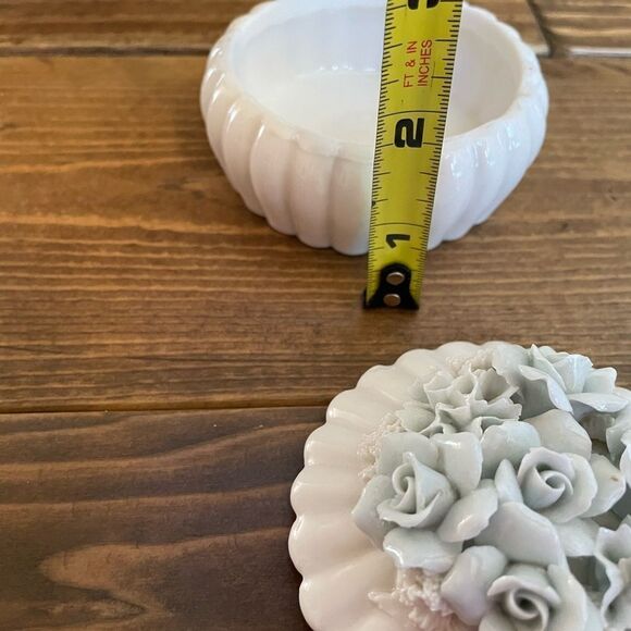 Vintage Japenese Rice Floral Porcelain Trinket Box - Picture 7 of 11